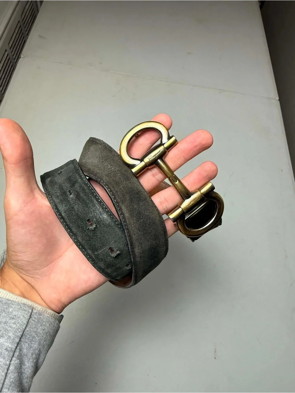 Salvatore Ferragamo men's belt featuring a gold-toned Gancini buckle